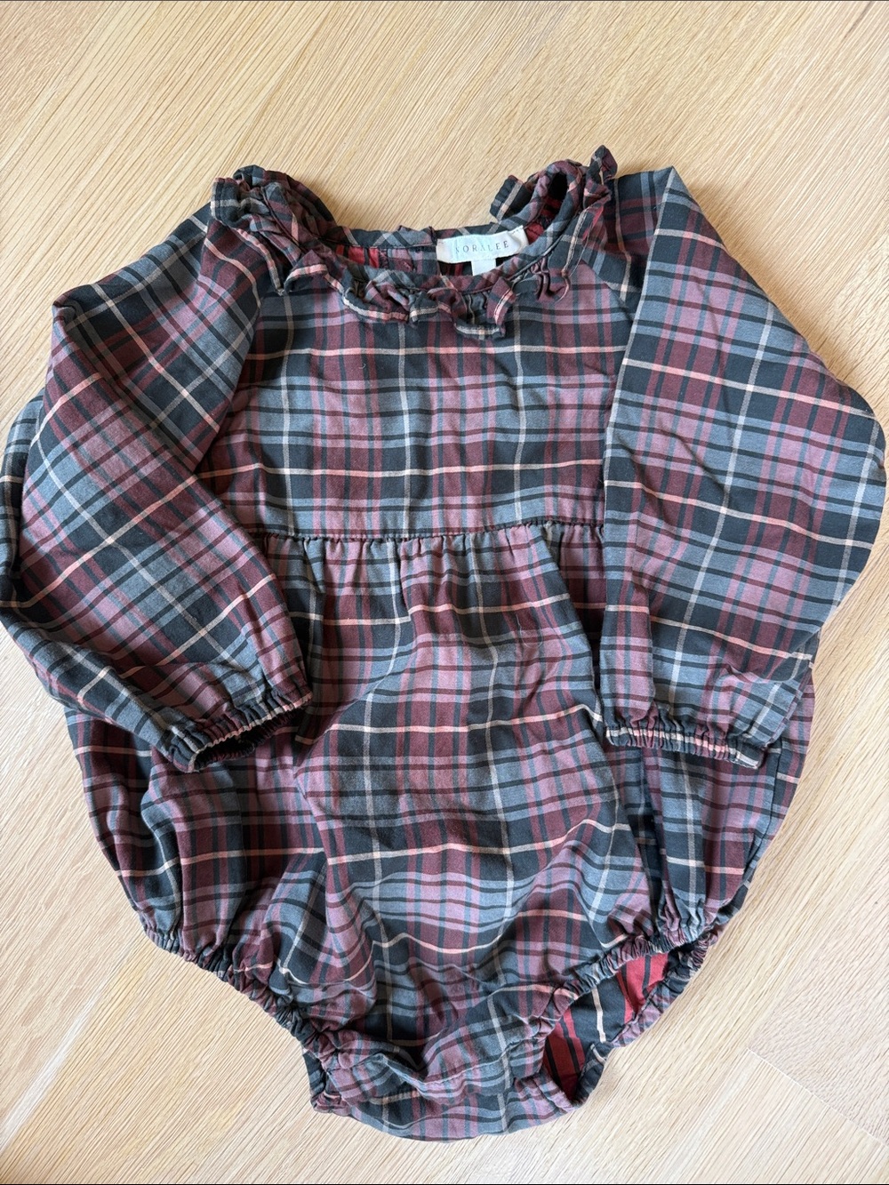 Noralee Baby Bubble Romper in Holiday Plaid
